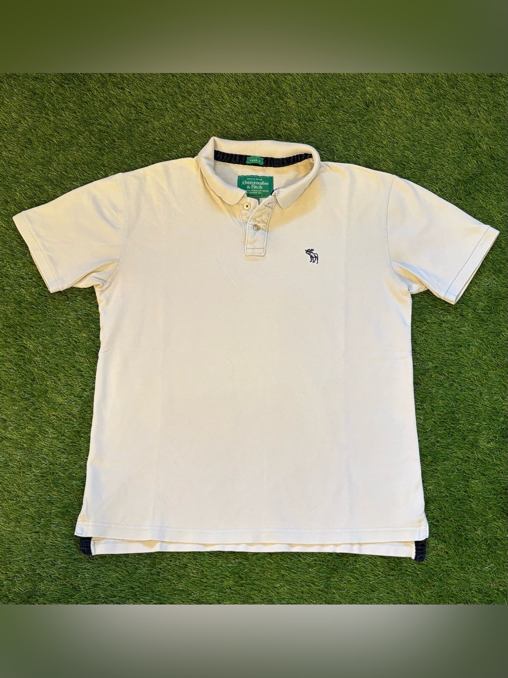 Abercrombie & Fitch Muscle Fit Cream Logo Polo Shirt Men’s Large